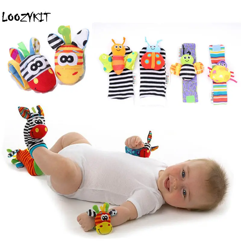 

Loozykit Infant Baby Kids Socks Rattle Toys Wrist Rattle and Foot Socks Animal Cute Cartoon Baby Socks Rattle Toys