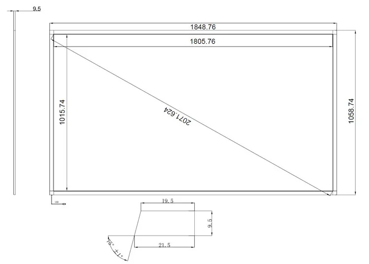 82 inch infrared touch frame dimension