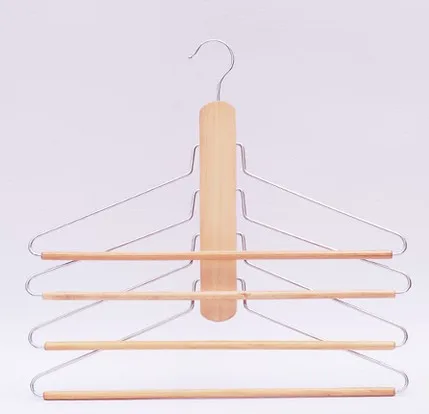 

Hangerworld Space Saving Multilayer Wooden Storage Hanger for Clothes and Pants (4 pieces/ lot)