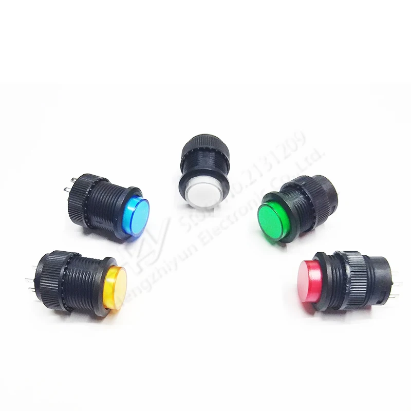 Hzy 16mm Self-locking push button switch with LED ON-OFF blue Green Red Yellow with lamp recovery button switch 3A125V AC 4 pins Hzy 16mm Self-locking push button switch with LED ON-OFF blue Green Red Yellow with lamp recovery button switch 3A125V AC 4 pins