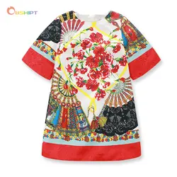 Obshipt платье для девочки с цветочным принтом Летний стиль Одежда для маленьких девочек; платья для Обувь для девочек Повседневное Танк