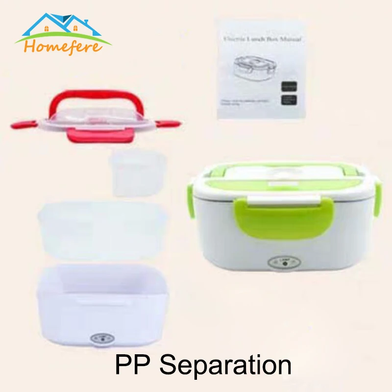 1.5L 110V/220V Portable Electrical Lunch Box Office School Car Lunchbox Kids Heated Lunch Box bento Food Container Free Shipping - Color: PP Separation Green