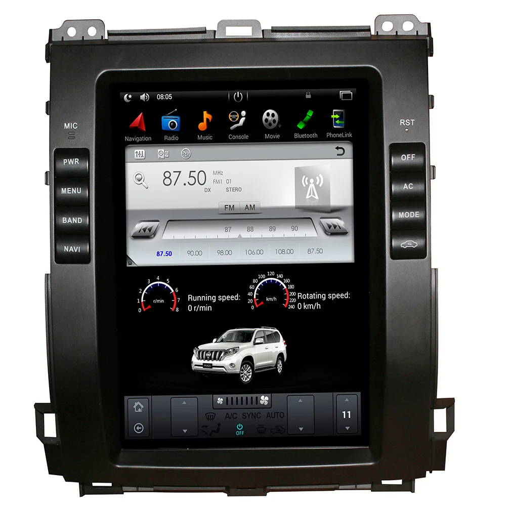 Android 9,0 Автомобильный gps навигатор dvd-плеер для Toyota Land Cruiser Prado 120 2002-2009/Lexus GX470 Tesla стиль 10," ips экран