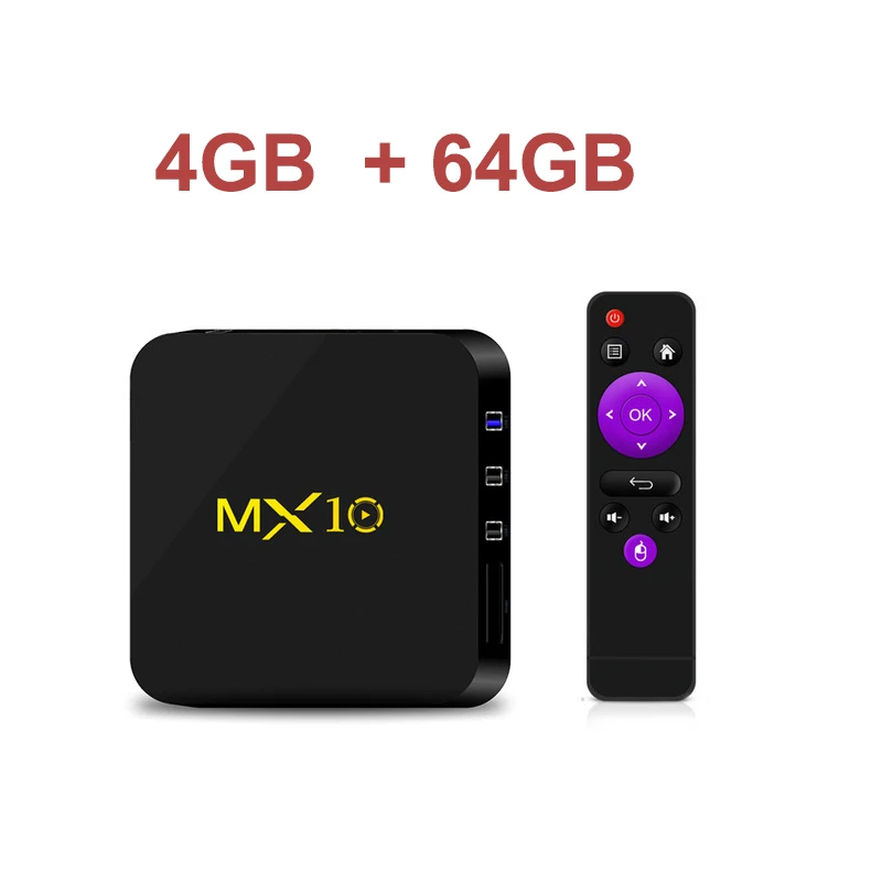 MX10 4G 64G MX10 Android ТВ BOX Android 9,0 RK3328 4 ядра 4G Оперативная память 64G Встроенная память 3D 4 K HDR10 H.265 USB 3,0 Media Player IP ТВ телеприставки OS 8,1 - Цвет: MX10 4G 64G