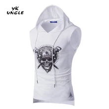 Модные мужские толстовки с капюшоном хлопковый топик, толстовки для фитнеса, повседневная одежда для бодибилдинга с принтом черепа, мужские жилеты, 4 цвета, YK UNCLE