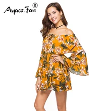 Кружевное платье с вырезом лодочкой летние новые модные сексуальные платья с фруктовым принтом подсолнуха Макси пляжные богемные платья Свободное платье с оборками