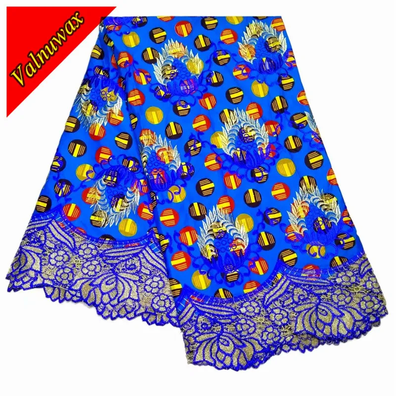 

Miss L, High Quality 100% polyester African Wax Lace Fabrics Nigerian Ankara Print Lace Fabric 6Yards / QD4301#