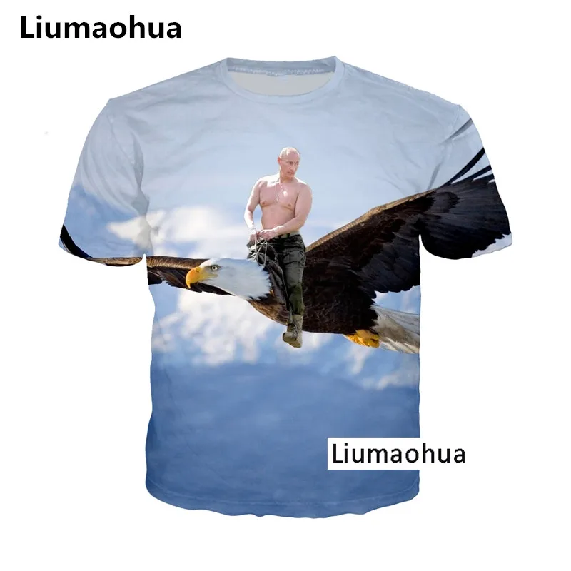 

Liumaohua Newest Fashion Harajuku Hot RUSSIA Eagle Putin Tees Shirts 3D Print T-shirt Unisex Funny Trump Tops t shirt