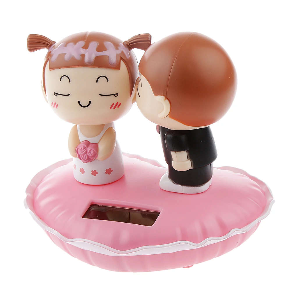 Cute Plastic Solar Power Kiss Dolls Car Ornament Auto Accessories