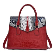 luxurious Women's Bag Snake Crocodile Print Pu Leather Tote Bag Women Handbags Big Large Capacity Women Shoulder Bags Messenger women messenger bags pu leather cat wearing big glasses print shoulder handbags 2018 women bag c40 24