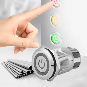 

40pcs 19mm Metal Waterproof Momentary Push Button light switch Auto Reset 24V LED Light 5-Pin