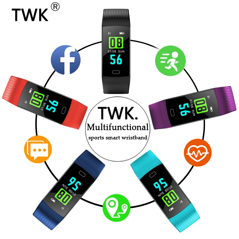 

TWK 2019 Women Watches Men Fitness Smart Watch Heart Rate Blood Pressure WristWatch for Android reloj inteligente mujer Clock