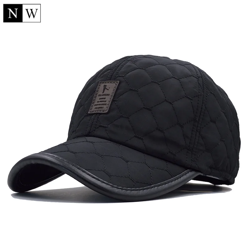 [NORTHWOOD] Branded Mens Winter Baseball Cap with Ear Flaps Solid Bone Snapback Winter Baseball