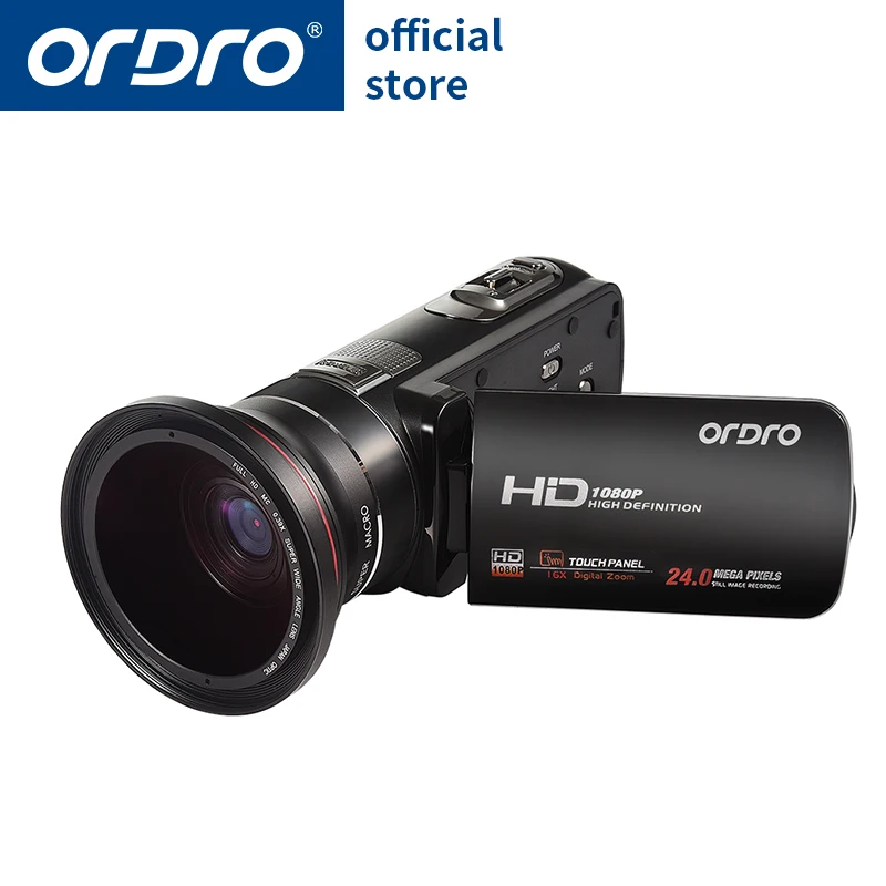 

Ordro Digital Video Camera HDV-Z8 Plus 1080P 30fps FHD Camcorder with Super Wide Angle Lens Remote Control USB Port HDMI Output