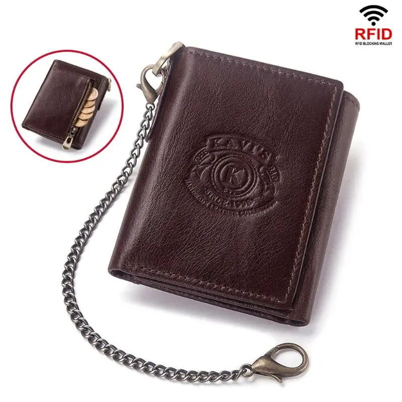 

2019 Men's RFID Blocking Genuine Leather ID Credit Card Holder Wallet Fashion Male Wallets Billfold Short Cash Coin Purse