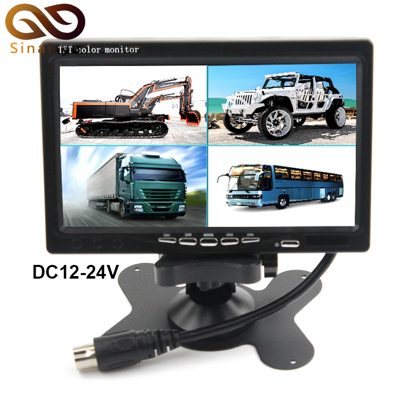 

DC 12V~24V 7" LCD Car Parking Monitor With 4CH Video input Monitors Quad Split Screen 6 Mode Display For Truck Caravan Vans