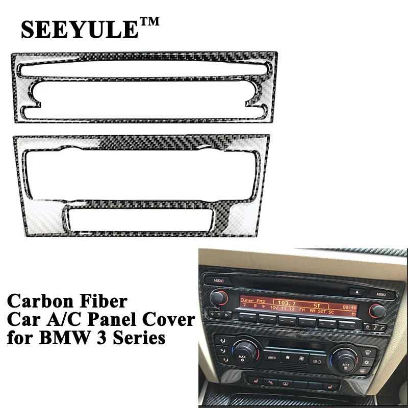 

1set SEEYULE Car Console CD A/C Control Panel Cover Sporty Carbon Fiber Styling Decoration Sticker For BMW 3 series 2005-2012