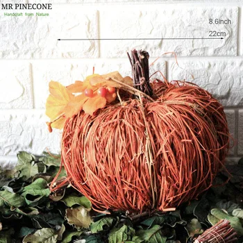 

Autumn Home Decoration Harvest Festival Party Decorations Natural Rattan Pumpkins Handmade Pumpkin Fall Decors Halloween Decor