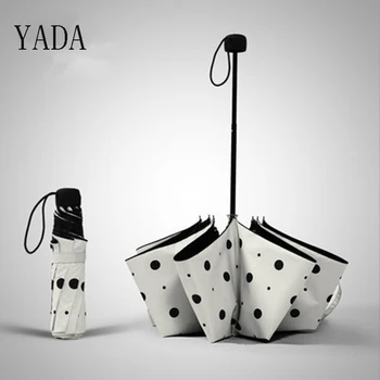 

YADA Charms Folding Black Dot Umbrella Rain Women uv High Quality Umbrella For Womens Brand Windproof Children Umbrellas YS248