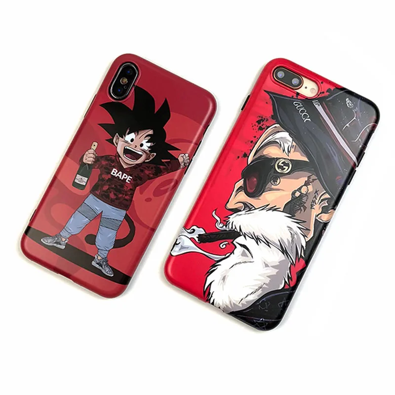 

Matte Cartoon Phone Case for iPhone XS MAX XR Cover Dragon Ball Master Roshi Goku Soft Case Cover for iPhone XS XR 7 8 6S Plus