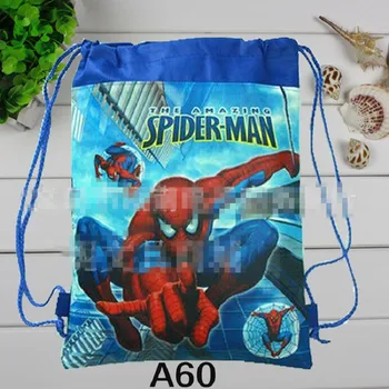 

12pcs Superhero Spiderman Non Woven Fabrics bags Children Drawstring Backpacks School Bags Kids Birthday Party Best Gifts
