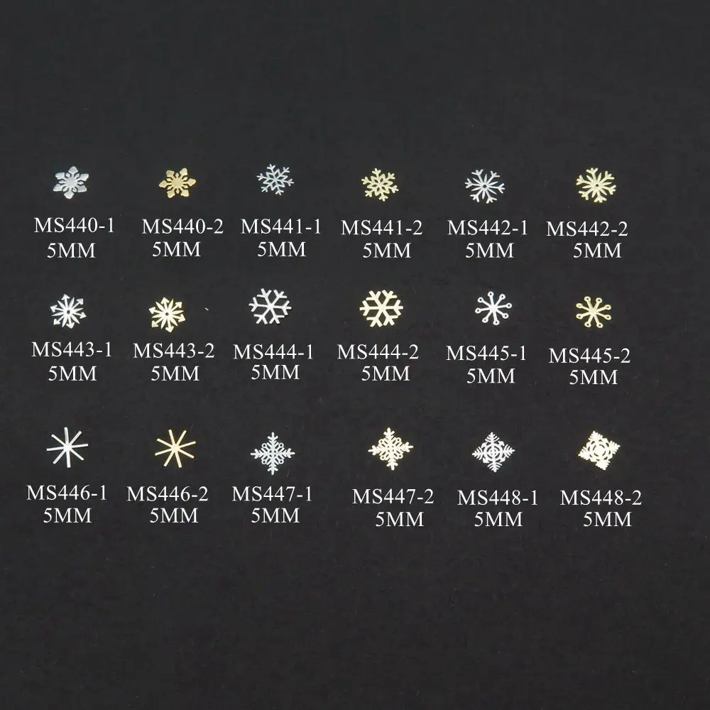 

100pcs/bag Gold/Silver Snowflake Christmas Series non-adhesive Soft Metal Sticker Nail Art Decoration
