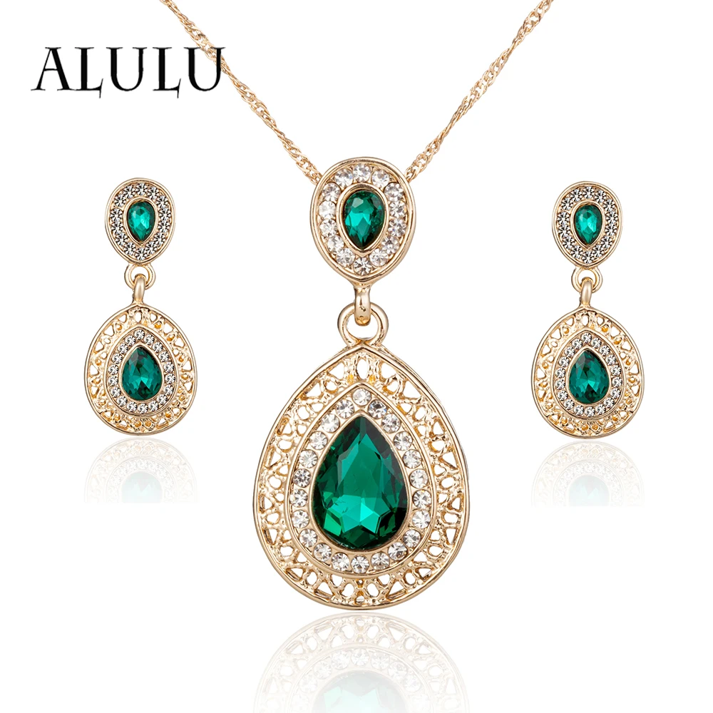 

ALULU Women's Fashion Crystal Drop Earrings Necklace Pendant Jewelry Set Silver Rhinestone Jewelry Set Christmas Gifts