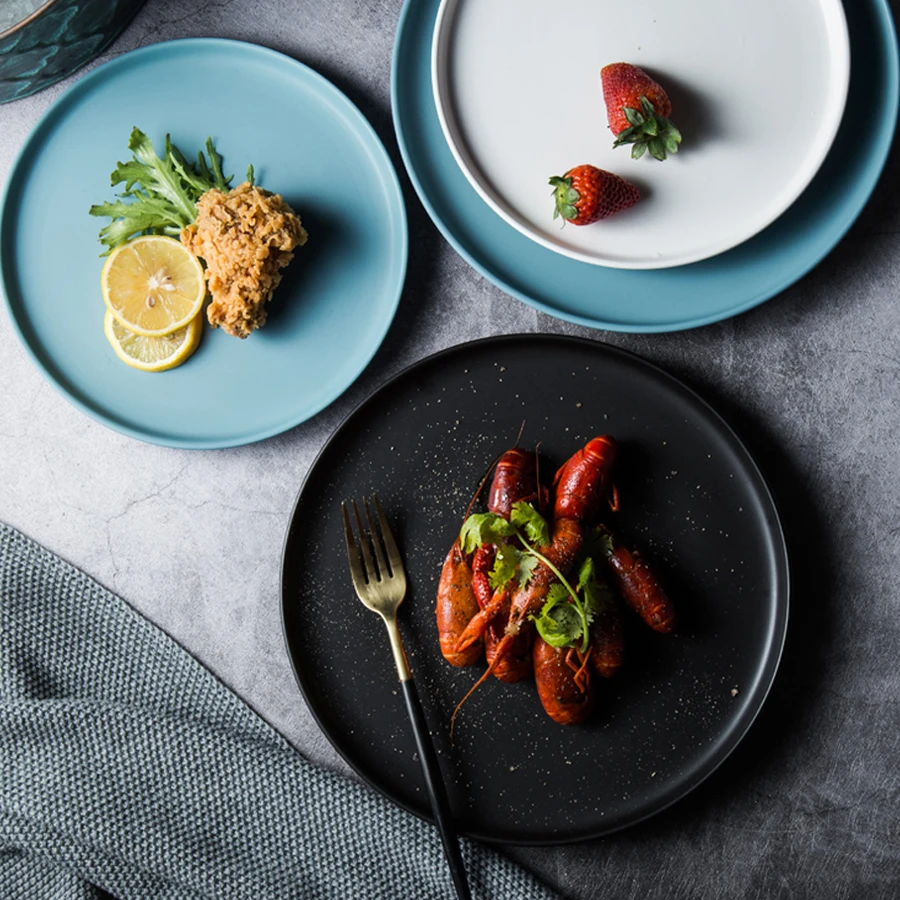 

MUZITY Solid Ceramic Plate Dish Round Simply Design Porcelian Dinner Dishes For Pizza Or Pasta