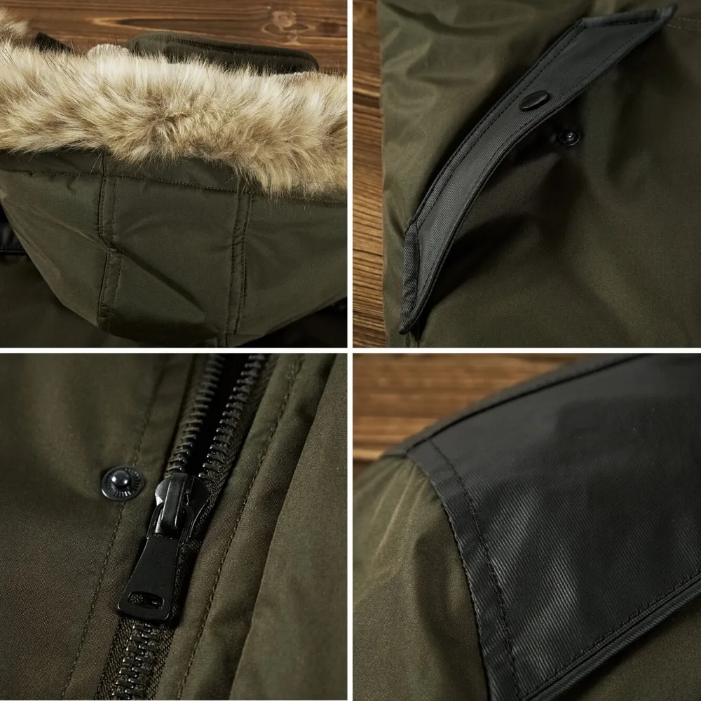 Горячая Распродажа, теплая зимняя зеленая куртка Amry, мужское пальто, куртки с карманами, Мужская ветровка, ветрозащитная Толстая парка, куртка с искусственным мехом, шапка
