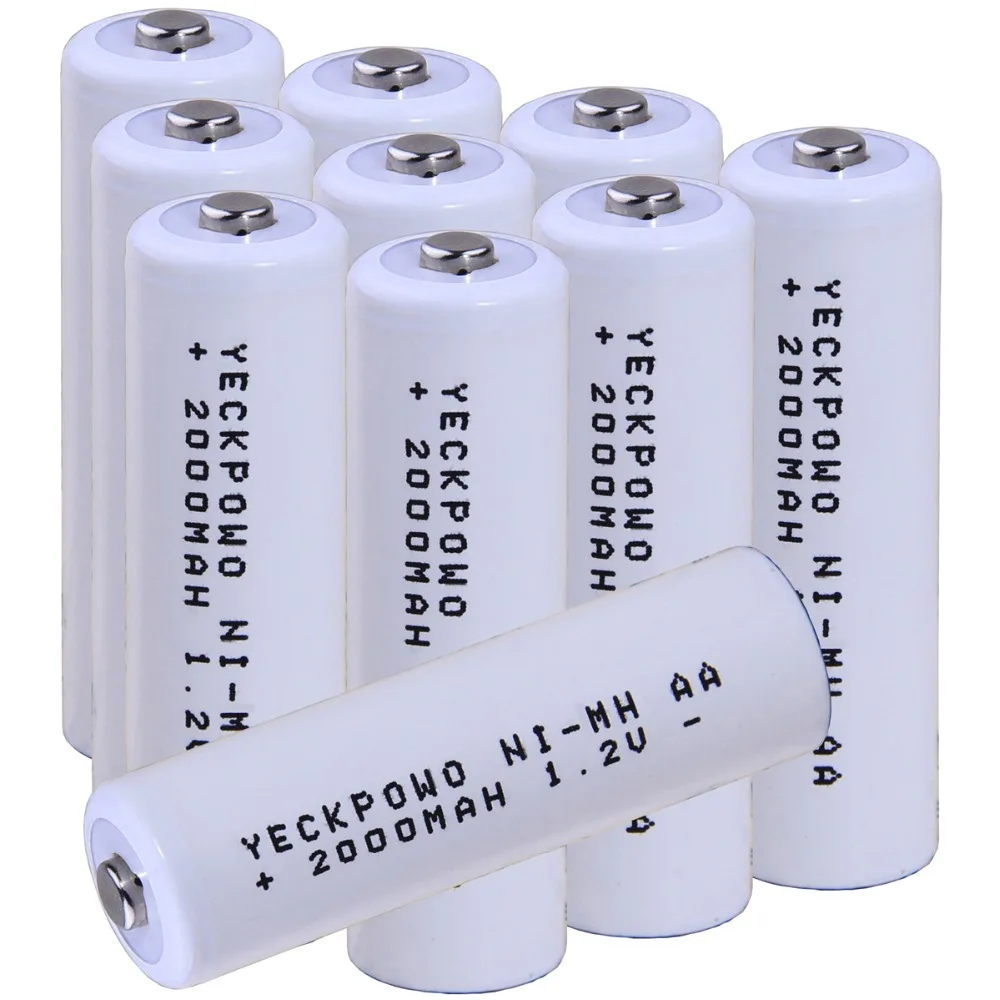 

Real capacity! 10 pcs AA 1.2V NIMH AA rechargeable battery 2000mah for camera razor toy remote control flashlight yeckpowo brand