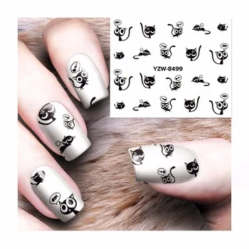 Nail Art Water Transfer Sticker NEW DIY 3D Cat Design Beauty Decals Nail Art Decorations 8499