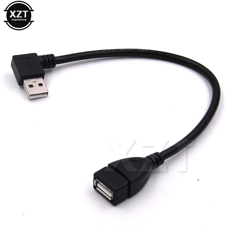 USB 2,0 A папа-мама 90 Угловой Удлинительный адаптер кабель USB2.0 папа-мама вправо/влево/вниз/вверх кабель шнур Кабель-адаптер