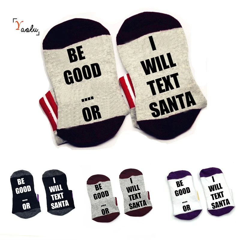 

Santa Socks Be good or i will text santa Socks cotton comfortable Men Women ankle Socks with cute sayings