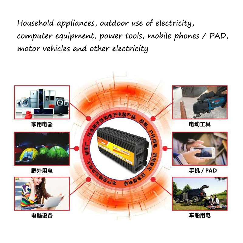 12V1500W high power correction wave car inverter 2