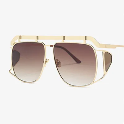 HBK пилот Квадратные Солнцезащитные очки унисекс большая оправа для женщин и мужчин фирменный дизайн новые модные трендовые очки градиентные линзы UV400 - Цвет линз: C3 Brown