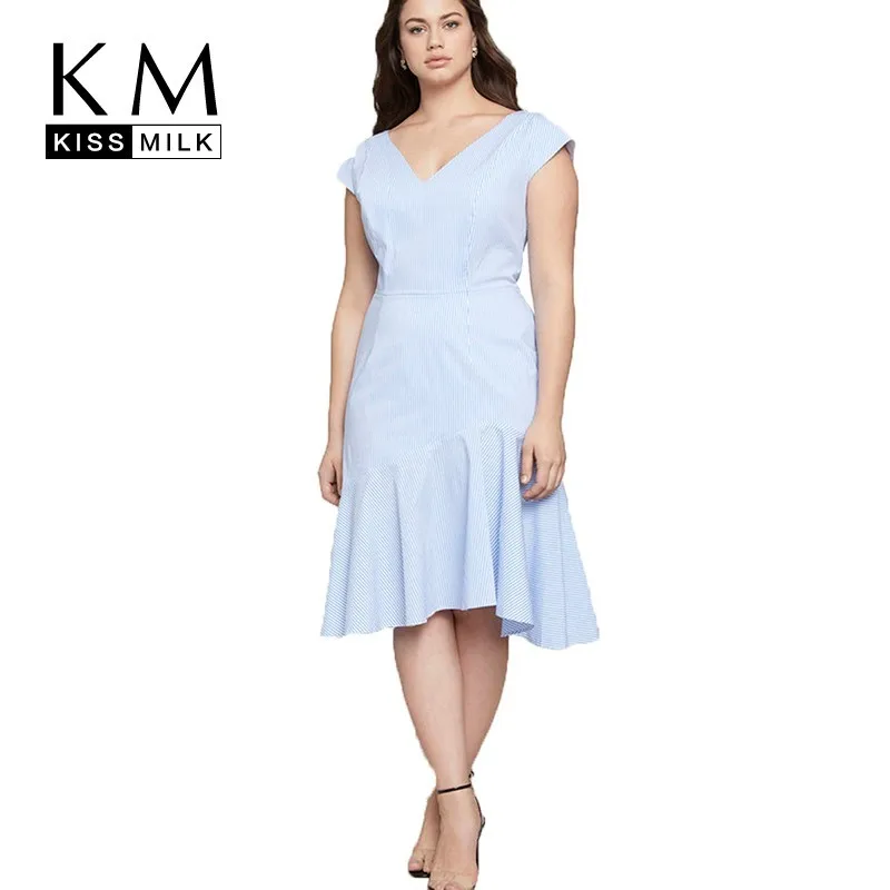

Kissmilk 2019 New Fashion New Arrivals European American Style Temperament Elegant Simple Commuter Witty Plus Size Dress