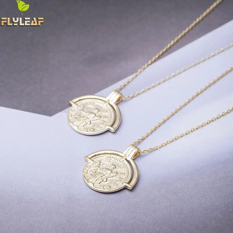 

Flyleaf INS Retro Style Gold Portrait Necklaces & Pendants For Women High Quality 100% 925 Sterling Silver Vintage Jewelry Colar