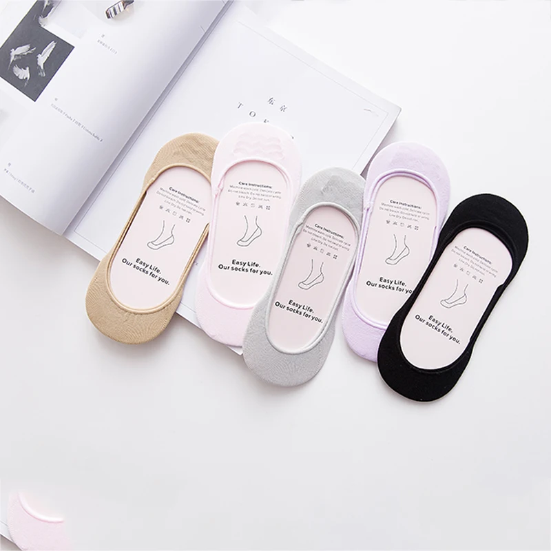 

1Pair / Lot Fashion Women Socks Cotton Calcetines Summer Happy Socken Female Non-Slip Silica Gel Ankle Invisible Socks