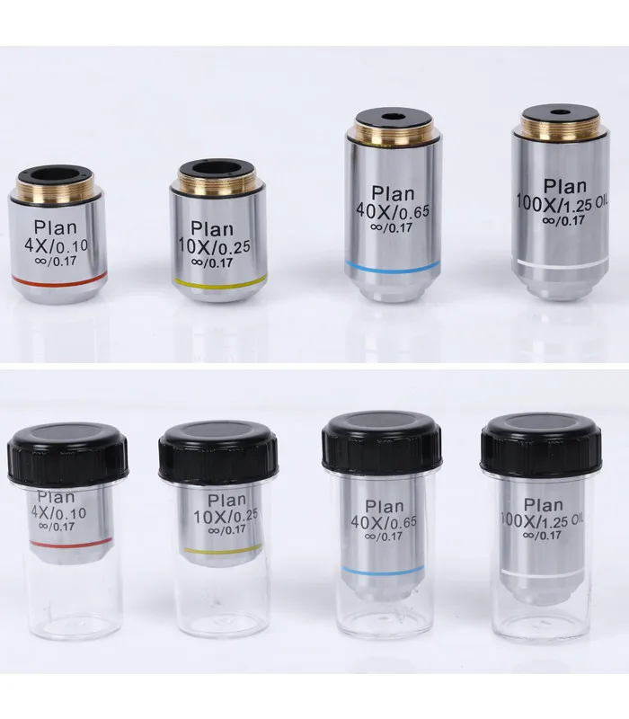 

Professional Biological Microscope Objective Lens 4X 10X 20X 40X 60X 100X Achromatic Plan Infinity Objective Lens 195mm