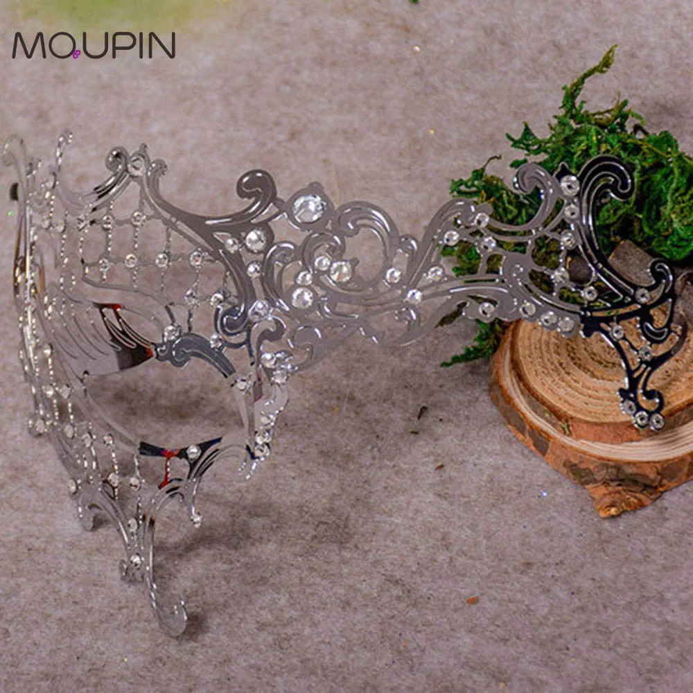 MQUPIN Gold And Silver Masquerade Ball Venice Cos Metal Eye Mask Pie Half Face Set Halloween Sexy Extoic Accessories |