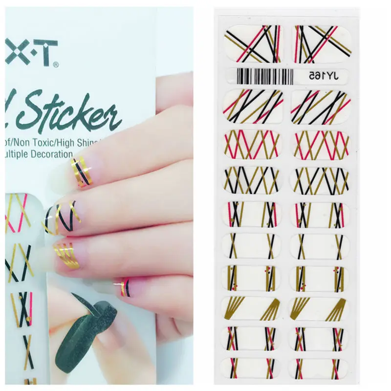 X.T XT Nail Polish Strips golden pink black strip Waterproof Non toxic