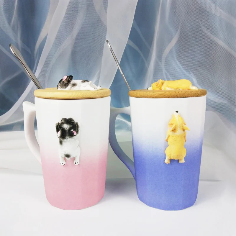 Творческий мультфильм 3D корги Французский бульдог керамические кружки Дети Pet Lover чашки пара студентов кофе молоко кружка для друга Подарочная чашка