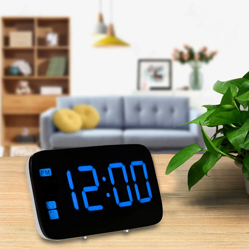 LED Mirror Alarm Clock Digital Snooze Table Clock Wake Up Light Electronic Large Time Temperature Display Home Decoration Clock