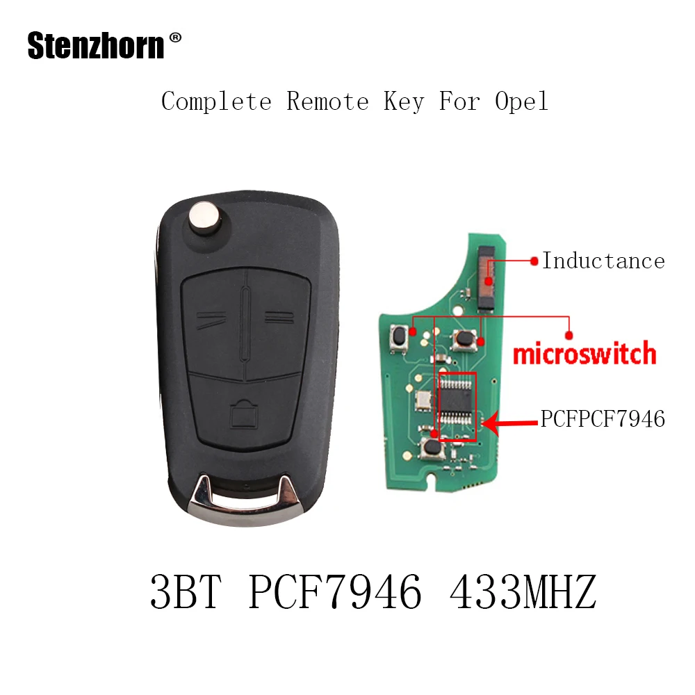 

QWMEND 2/3 Buttons Remote Key For Vauxhall Opel Vectra C Astra H Zafira B 2005 2006 2007 2008 2009 2010 433Mhz PCF7946 Chip