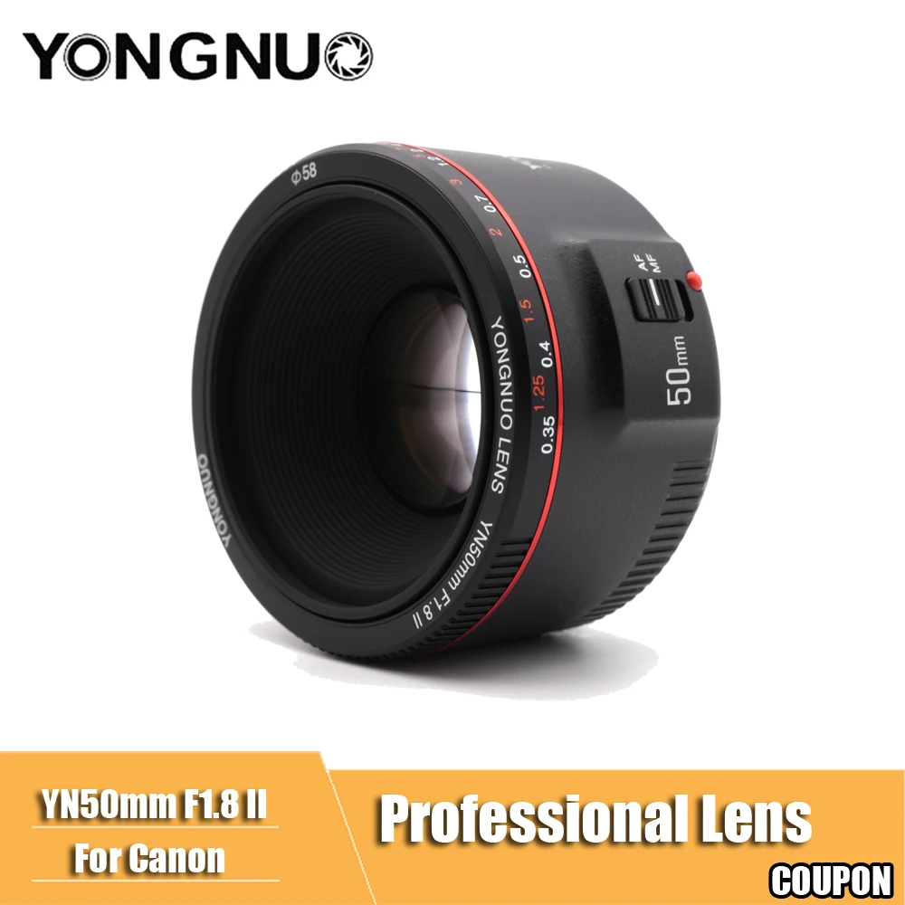 

YN50mm F1.8 II Large Aperture Auto Focus Lens YONGNUO for Canon Bokeh Effect Camera Lens for Canon EOS 70D 5D2 5D3 600D DSLR