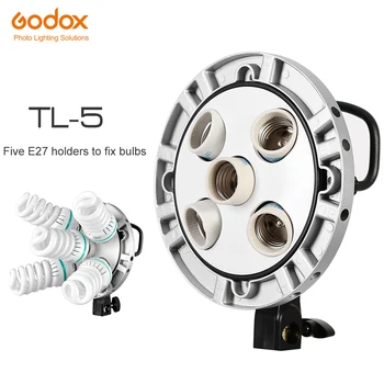 

Godox TL-5 Studio E27 5 Socket Bulb Tricolor Light Lamp Multi Holder Speedring,AC Slave Flash Holder
