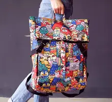 Женщины японский harajuku каракули печати рюкзаки кошки украшен 2017 creative дизайн дамы опрятный стиль рюкзак бесплатная доставка