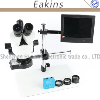 

1080P 16MP Boom Stand Trinocular Stereo Microscope HDMI USB Digital Camera Continuous Zoom 3.5X - 90X Simul Focal For phone pcb