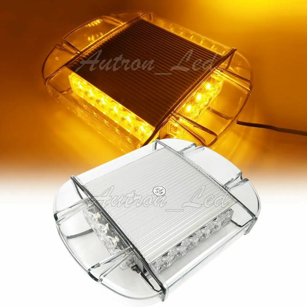 

11" 20W LED Emergency Beacon Signal Roof Mini Hazard Flasher Strobe Lights Amber