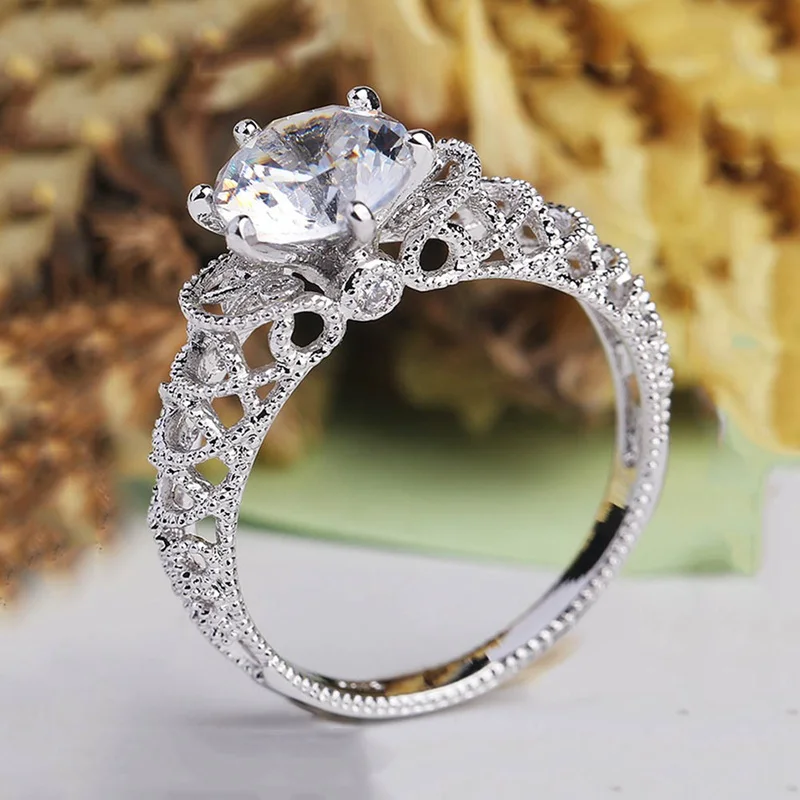 Hot Selling Micro set with Zircon wedding ring six claw